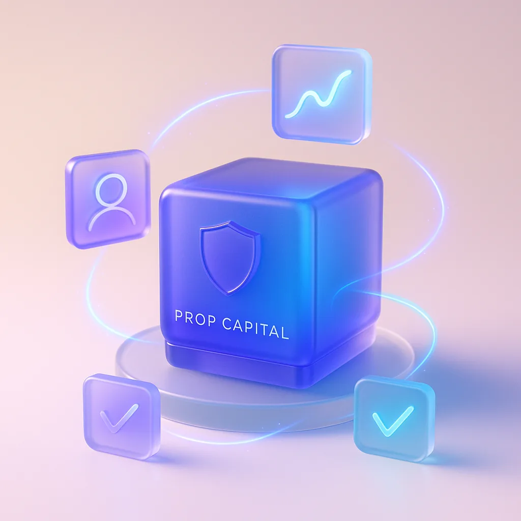 Graphic illustration of the prop trading model — firm capital is allocated to evaluated traders' accounts in the market